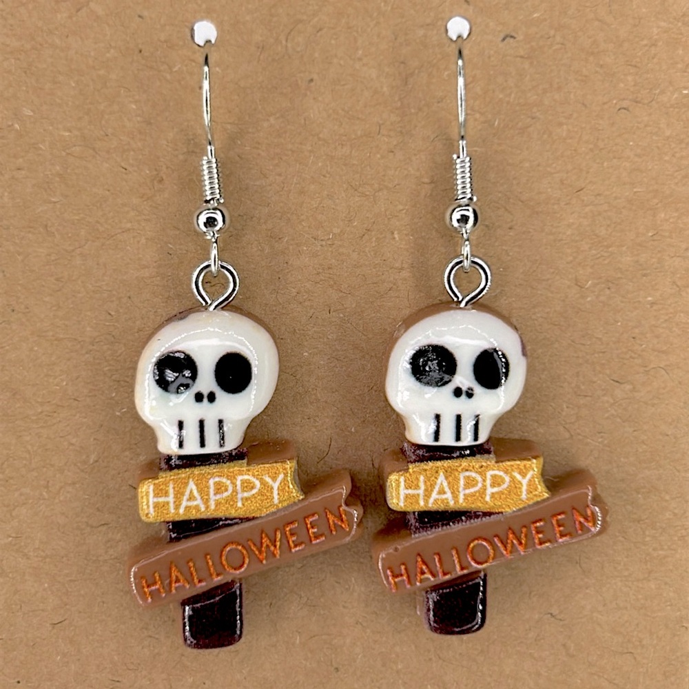 Skull Halloween Resin Charm Earrings Fashion Jewelry